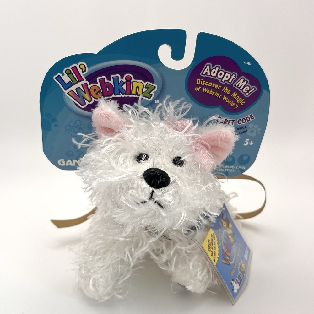 Ganz Webkinz White Terrier Dog HS106 Sealed Code Stuffed Plush Toy Retired